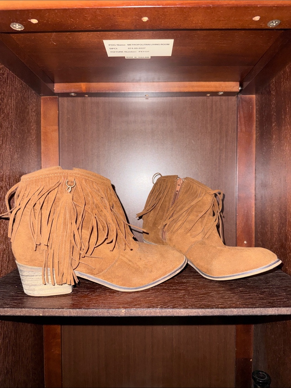 Adriana New York Suede Fringe Ankle Boots - Brown